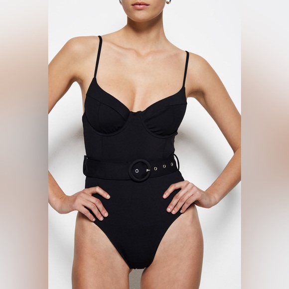 Jonathan Simkhai Black Signature Noa One Piece Swimsuit Size Small New - Picture 1 of 15